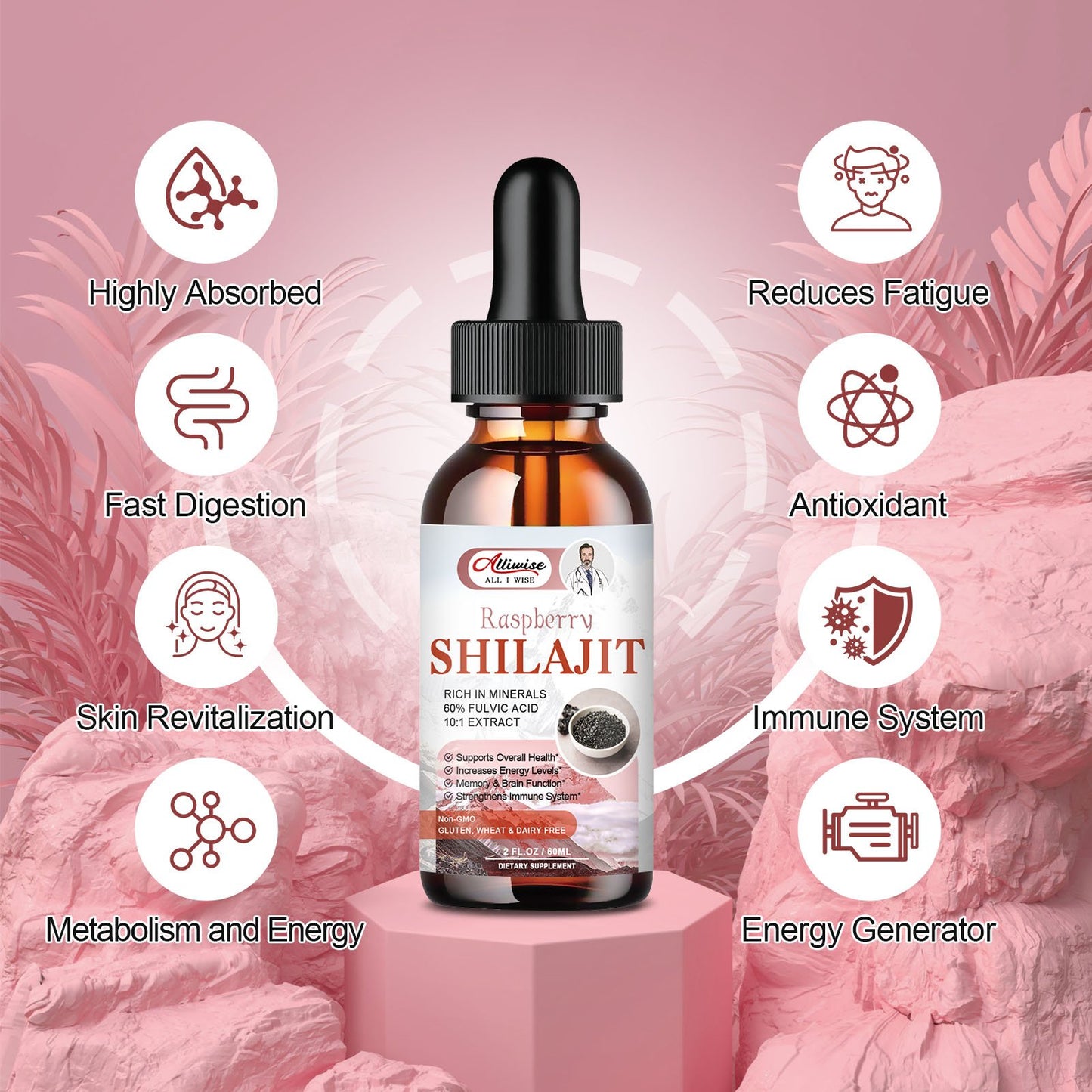 Pure Himalayan Shilajit Resin Liquid Drops for Energy & Immune Support-Golden Shilajit Supplement with Fulvic Acid & 85+ Trace Minerals Complex for Men & Women