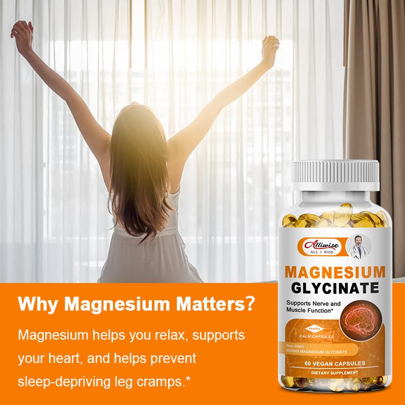 Daily Magnesium Glycinate with Vitamin B6 & D3 Gentle Support for Sleep, Mood, Muscle Comfort, and Whole-Body Wellness