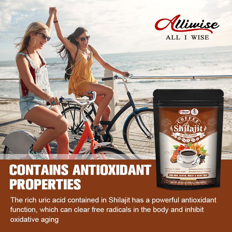 Alliwise Shilajit Supplement Increase Energy Enhance Mental Clarity Concentration Relax & Anti-Fatigue Help Men Increase Their Passionate Desire And Energy Boost Spirits Instant Coffee