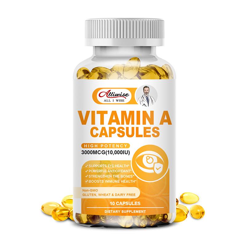 Alliwise Vitamin A 10,000 IU from Cod Liver Oil Supports Vision and Cellular Health,Healthy Growth & Reproduction, Immune, & Skin Health