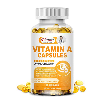 Alliwise Vitamin A 10,000 IU from Cod Liver Oil Supports Vision and Cellular Health,Healthy Growth & Reproduction, Immune, & Skin Health
