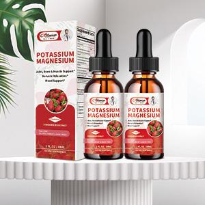 2 Pack Potassium Magnesium Supplement Liquid Drops Strawberry Flavor