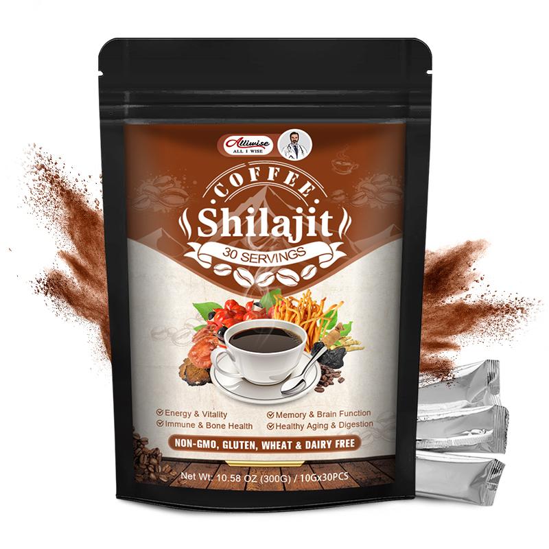 Alliwise Shilajit Supplement Increase Energy Enhance Mental Clarity Concentration Relax & Anti-Fatigue Help Men Increase Their Passionate Desire And Energy Boost Spirits Instant Coffee