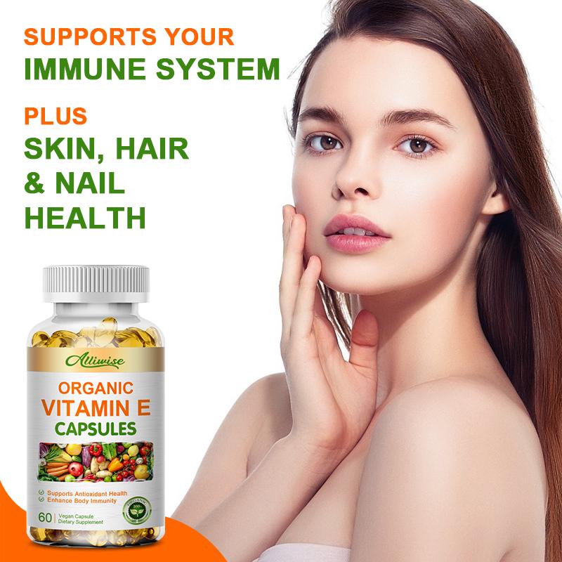 2 Packs Vitamin E Capsule Natural Antioxidant, Skin & Immune System Support Supplement for Healthy Skin, Hair, Nails, Immune & Eye Health