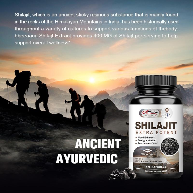 Alliwise Shilajit Supplement 400mg Enhances Athletic Performance Anti-Fatigue For Men & Women Improve Energy Levels
