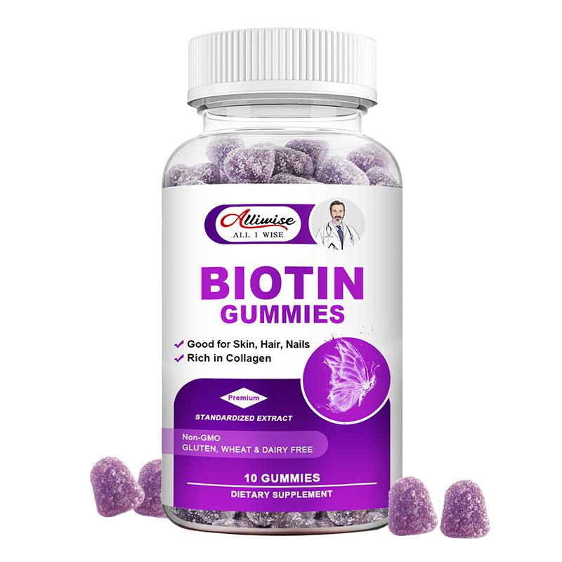 Alliwise Biotin & Collagen Gummies With Vitamin C For Anti Aging, Hair Growth, Skin, Strong Nails Beauty Support For Men & Women