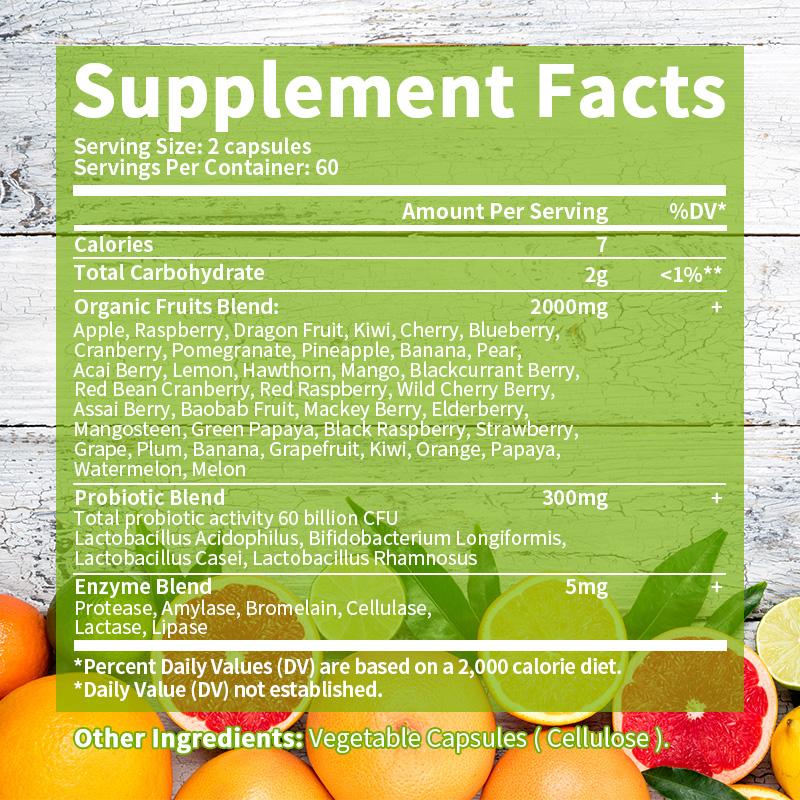 Fruit Probiotics Capsules Dietary Supplement For Digestive Health Support
