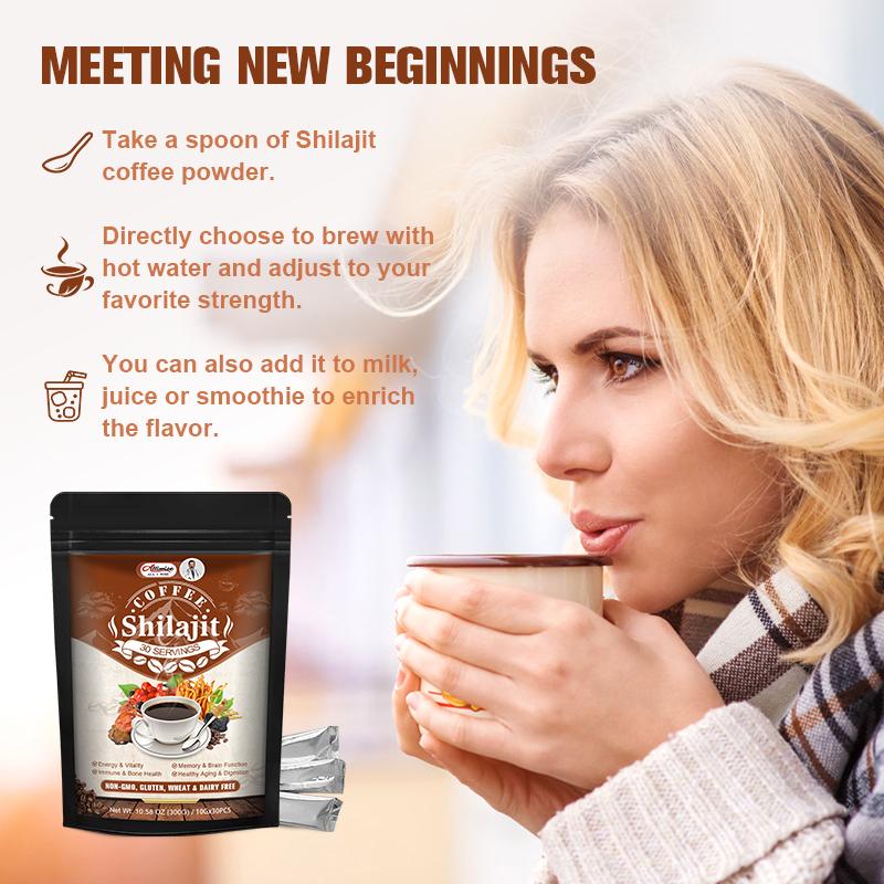 Alliwise Shilajit Supplement Increase Energy Enhance Mental Clarity Concentration Relax & Anti-Fatigue Help Men Increase Their Passionate Desire And Energy Boost Spirits Instant Coffee
