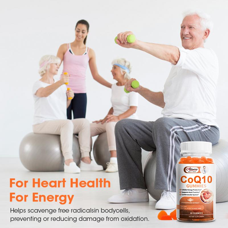 Alliwise Coq10 Supplement Coenzyme q10 Gummies for Heart Health, Energy, Antioxidants, Brain & Memory Health, Cognition & Cardiovascular