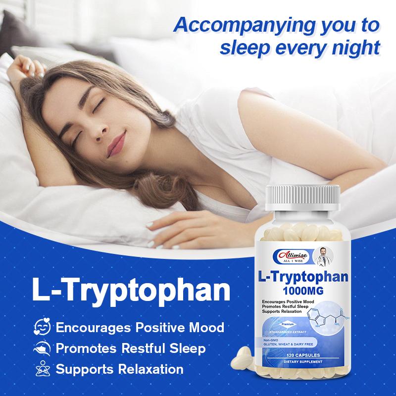 Alliwise L Tryptophan 1000mg Nighttime Formula for Restful Sleep & Relaxation Supports Feelings of Well Being and Healthy Circulation