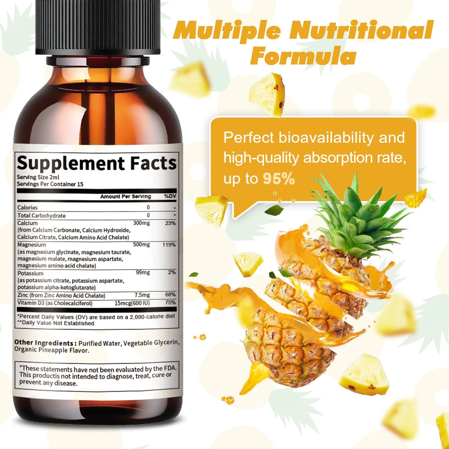 2 Packs Potassium Magnesium Supplement Liquid Drops for Mood Support