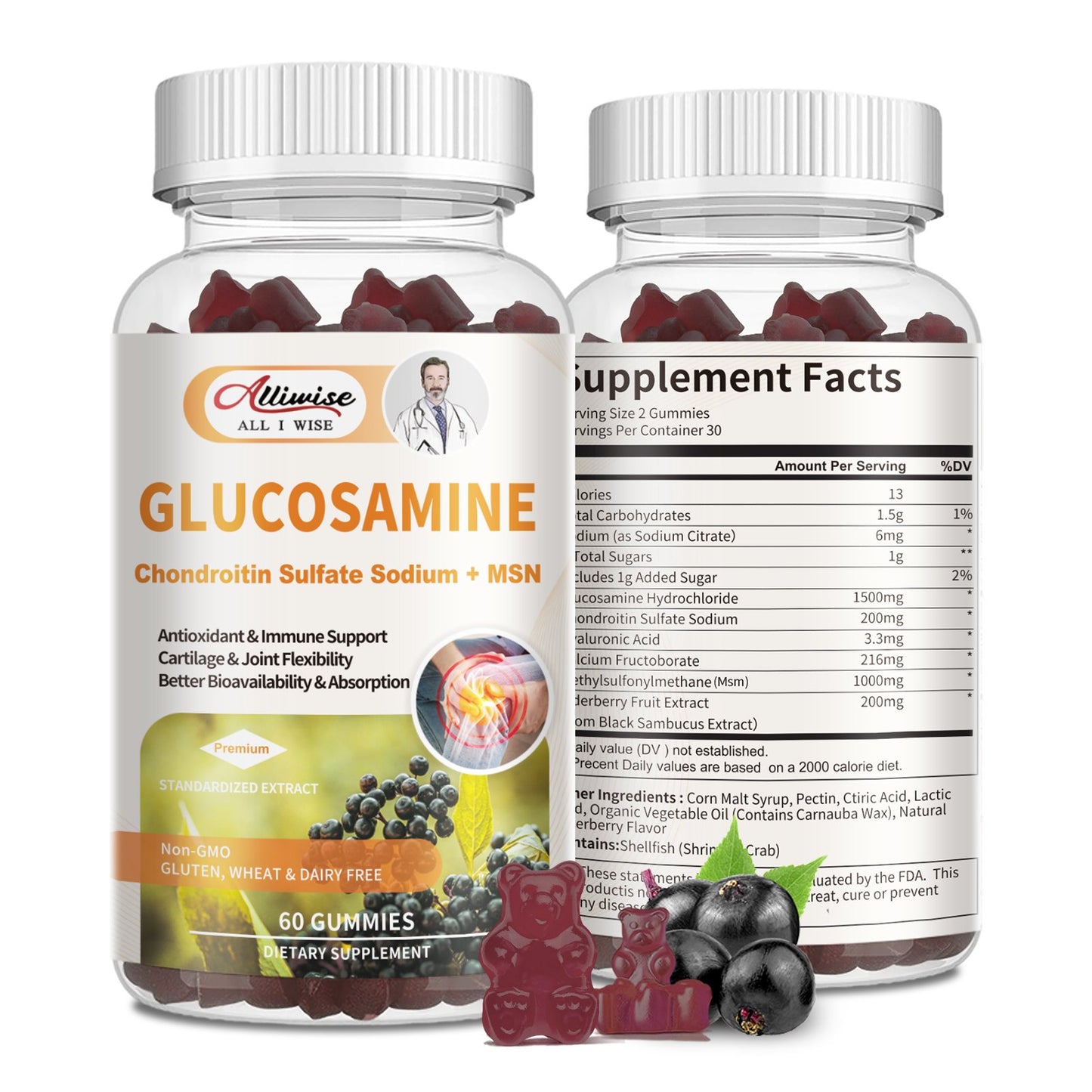 Glucosamine Complex Supplement & Elderberry for Extra Strength Joint Movement