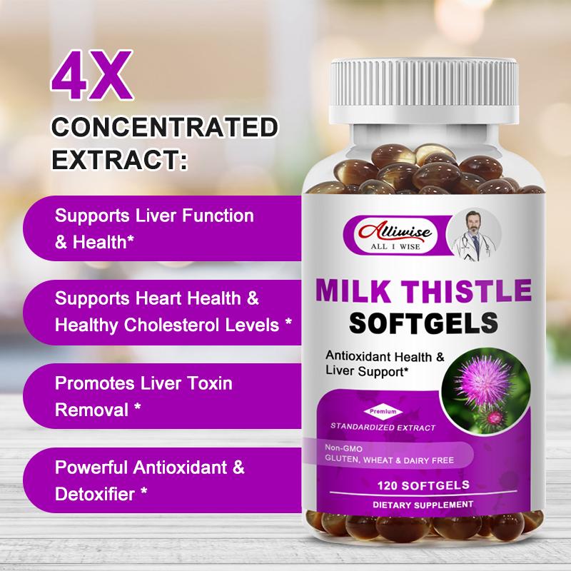 Milk Thistle Capsule 1000mg Silymarin Marianum Dandelion Root Liver Health Support, Antioxidant Support, Cleanse, Detox &amp; Pure Health