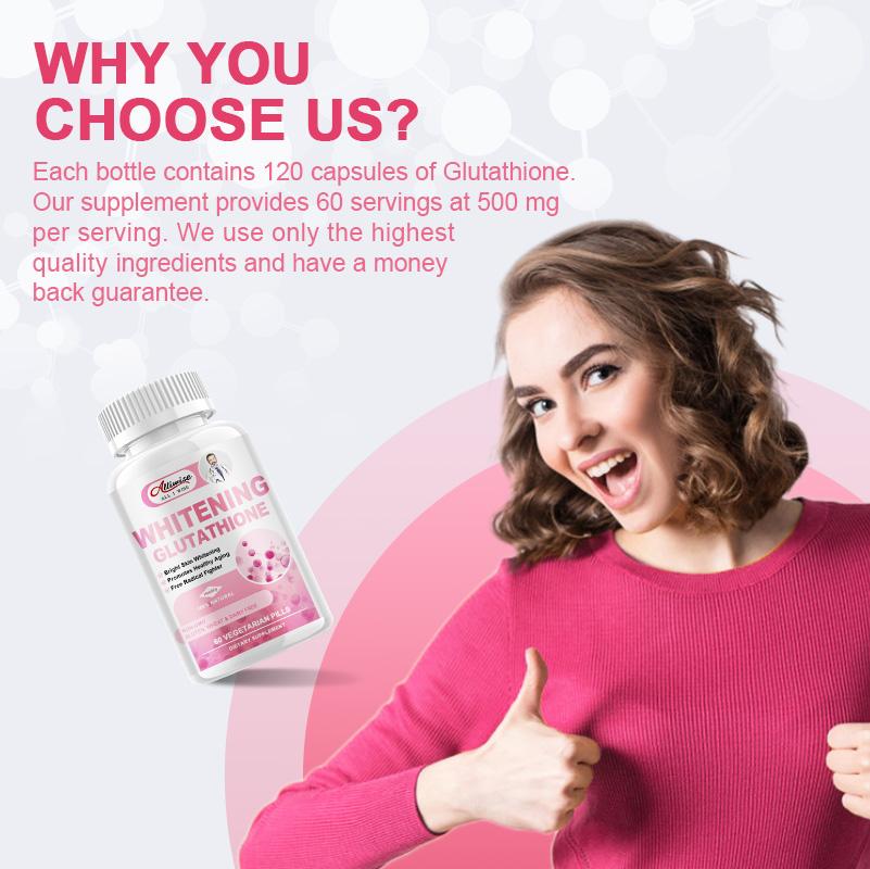 Alliwise Reduced Glutathione Whitening Pills with Vitamin C Antioxidant for Aging Defense, Immune System