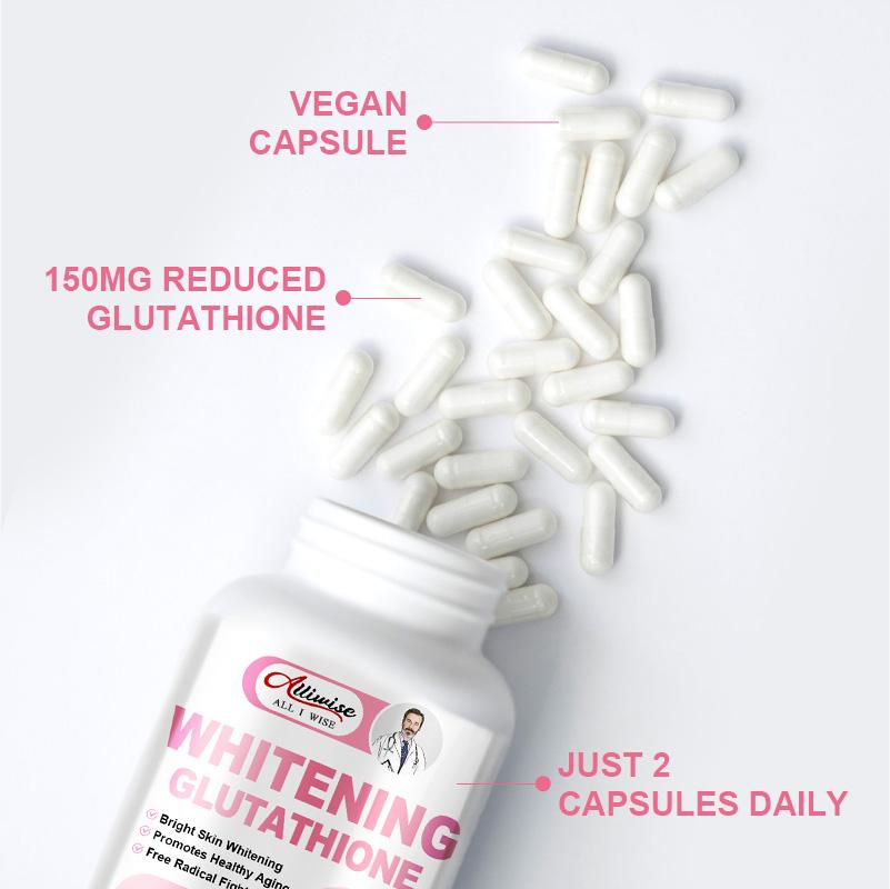Alliwise Reduced Glutathione Whitening Pills with Vitamin C Antioxidant for Aging Defense, Immune System