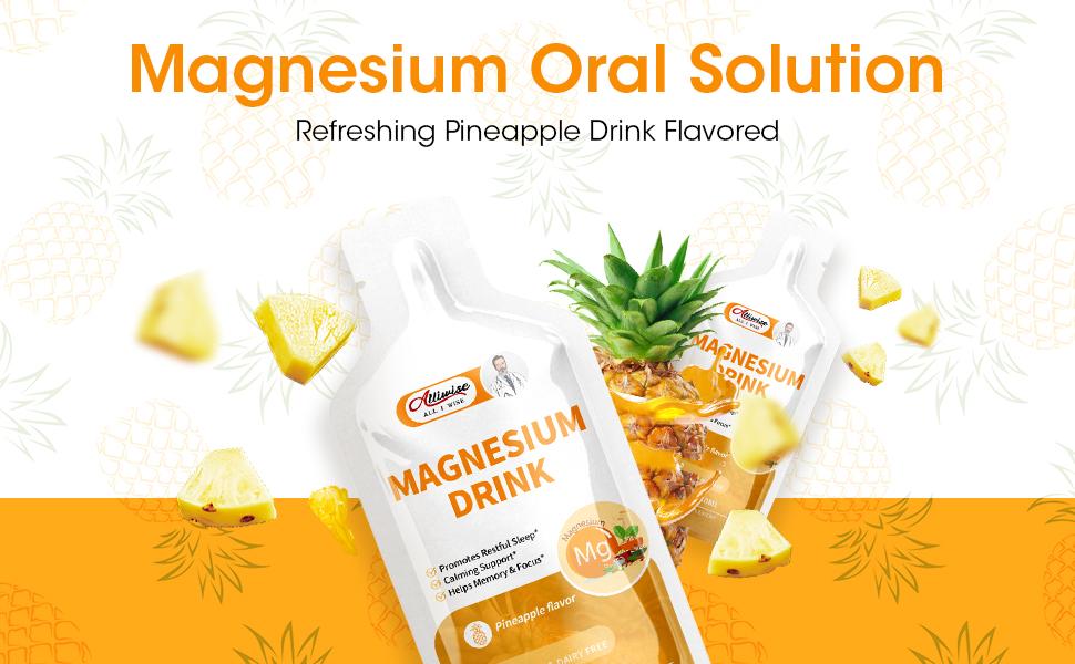 Magnesium Citrate Liquid 280mg Magnesium Drink Oral Solution with Vitamin, Zinc & Sodium Bromelain, Essential Magnesium Supplement Support Immune, Bone Health and Zzz, Pineapple Flavor, 10 Fl Oz