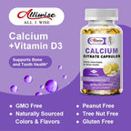 Calcium Citrate Capsule with Vitamin D - Calcium Citrate Supplement - Super Absorbable Bone Health & Muscle Function - 120 Capsules