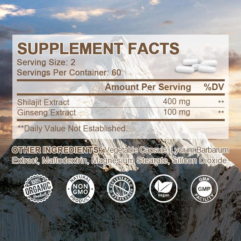 Alliwise Shilajit Supplement 400mg Enhances Athletic Performance Anti-Fatigue For Men & Women Improve Energy Levels