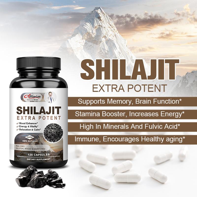 Alliwise Shilajit Supplement 400mg Enhances Athletic Performance Anti-Fatigue For Men & Women Improve Energy Levels