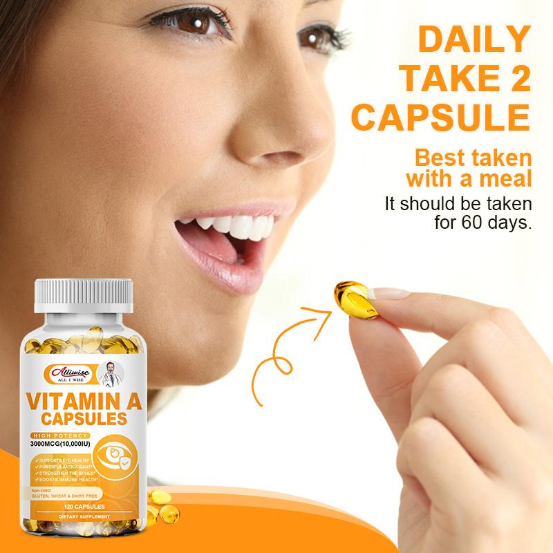 Alliwise Vitamin A 10,000 IU from Cod Liver Oil Supports Vision and Cellular Health,Healthy Growth & Reproduction, Immune, & Skin Health