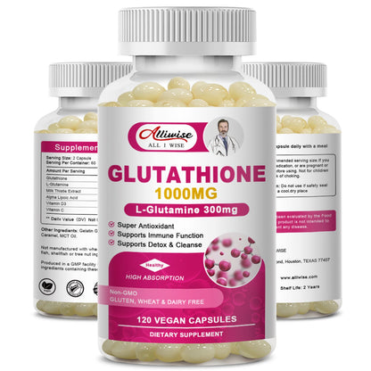 Alliwise Glutathione 1000mg Softgels Capsules L-Glutamine 300mg Alliwise Glutathione 1000mg Softgels Capsules L-Glutamine 300mg
