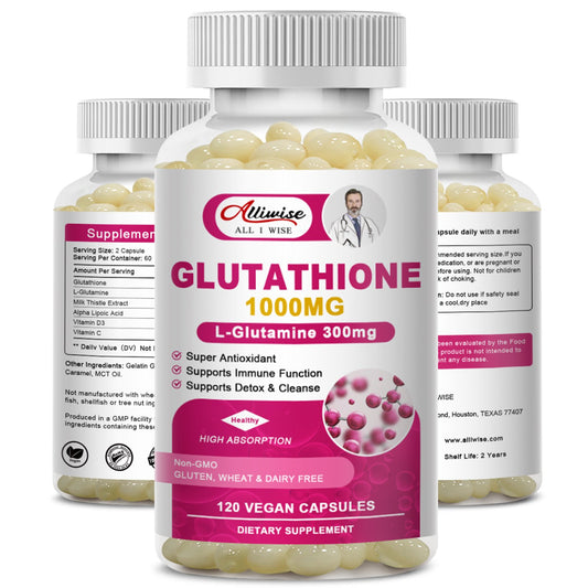Alliwise Glutathione 1000mg Softgels Capsules L-Glutamine 300mg