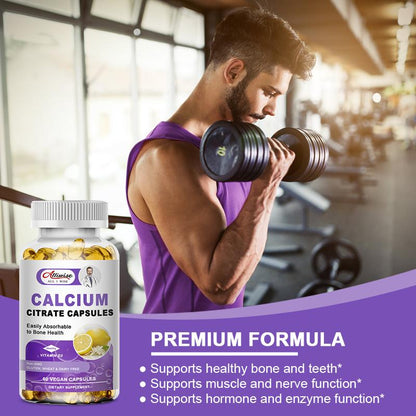 Calcium Citrate Capsule with Vitamin D - Calcium Citrate Supplement - Super Absorbable Bone Health & Muscle Function - 120 Capsules