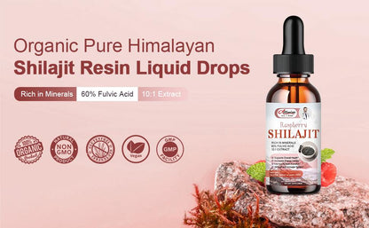 Pure Himalayan Shilajit Resin Liquid Drops for Energy & Immune Support-Golden Shilajit Supplement with Fulvic Acid & 85+ Trace Minerals Complex for Men & Women