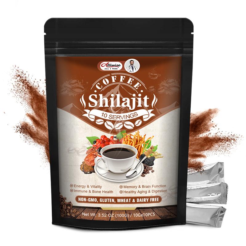 Alliwise Shilajit Supplement Increase Energy Enhance Mental Clarity Concentration Relax & Anti-Fatigue Help Men Increase Their Passionate Desire And Energy Boost Spirits Instant Coffee