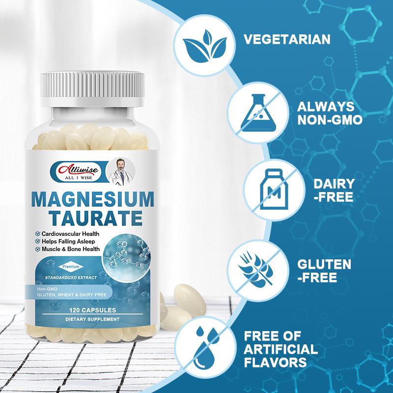 Magnesium Taurate 120 Caps 700mg Enhanced Absorption for Restful Sleep, Relaxation, Positive Mood, Wellness, GABA Levels, Cardiovascular Health