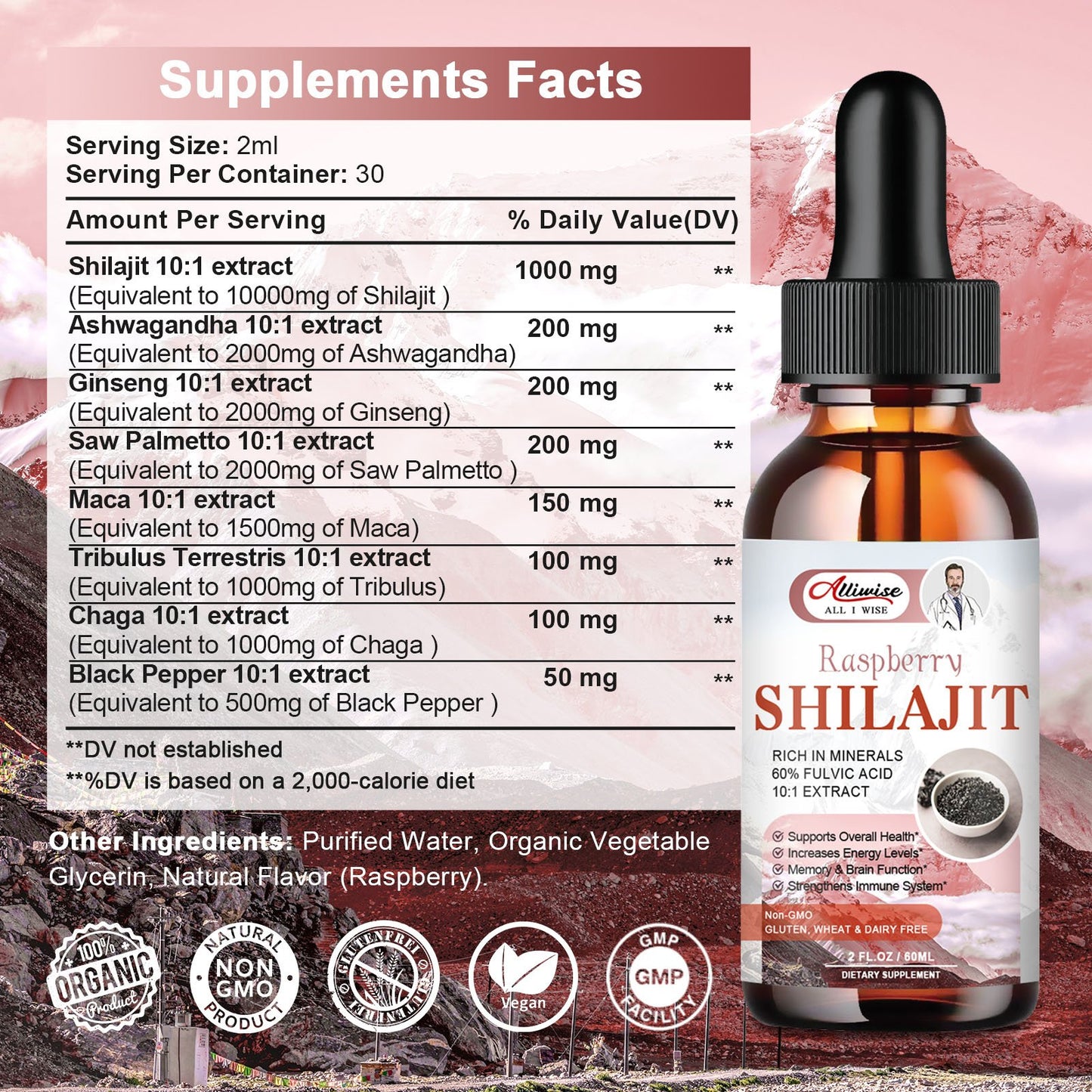 Pure Himalayan Shilajit Resin Liquid Drops for Energy & Immune Support-Golden Shilajit Supplement with Fulvic Acid & 85+ Trace Minerals Complex for Men & Women