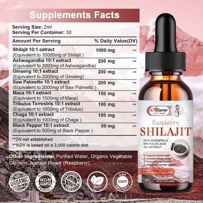 Pure Himalayan Shilajit Resin Liquid Drops for Energy & Immune Support-Golden Shilajit Supplement with Fulvic Acid & 85+ Trace Minerals Complex for Men & Women