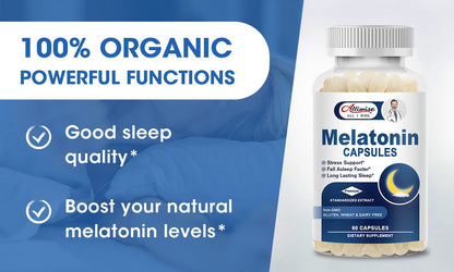 Melatonin 12 Mg capsules for aiding Fall Asleep Fast helping Calming & Relaxing and Regulate Sleep Cycle