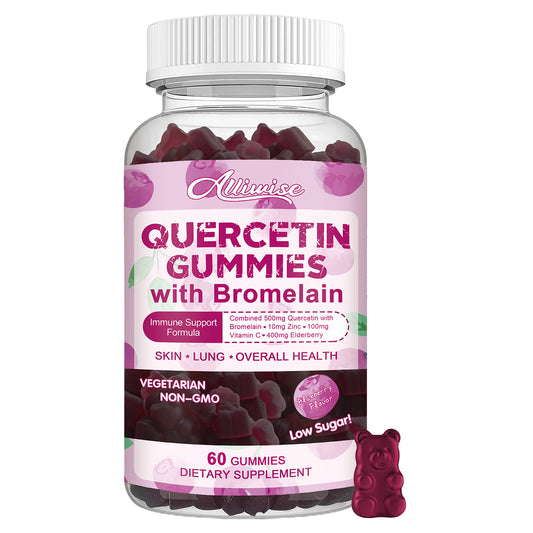 Quercetin 500mg with Bromelain, Zinc Quercetin Gummy with Vitamin C Elderberry