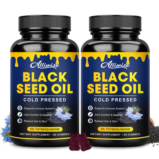 Black Seed Oil Gummies, W/ 3%+ Thymoquinone, Organic Nigella Sativa Seeds Extract, Immune & Joints Support Gummy