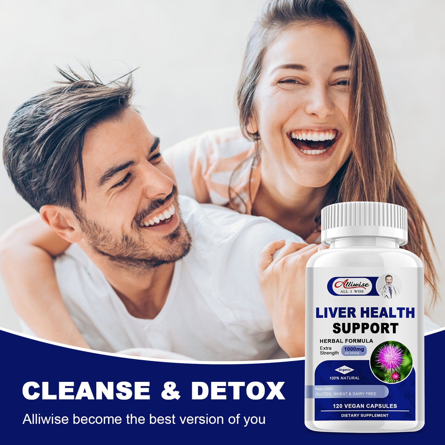 Liver Support Supplement, 120 Vegan Liver Cleanse Detox & Repair Capsules, Milk Thistle Extract with Silymarin 85%, Artichoke Extract, Dandelion & Turmeric Extract Blend, Premium Liver Health Formula